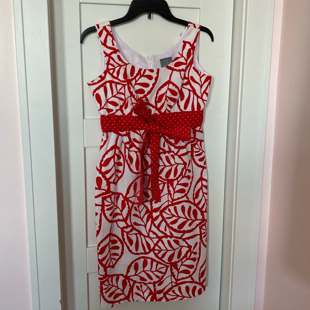 Red and White Leaf Dress